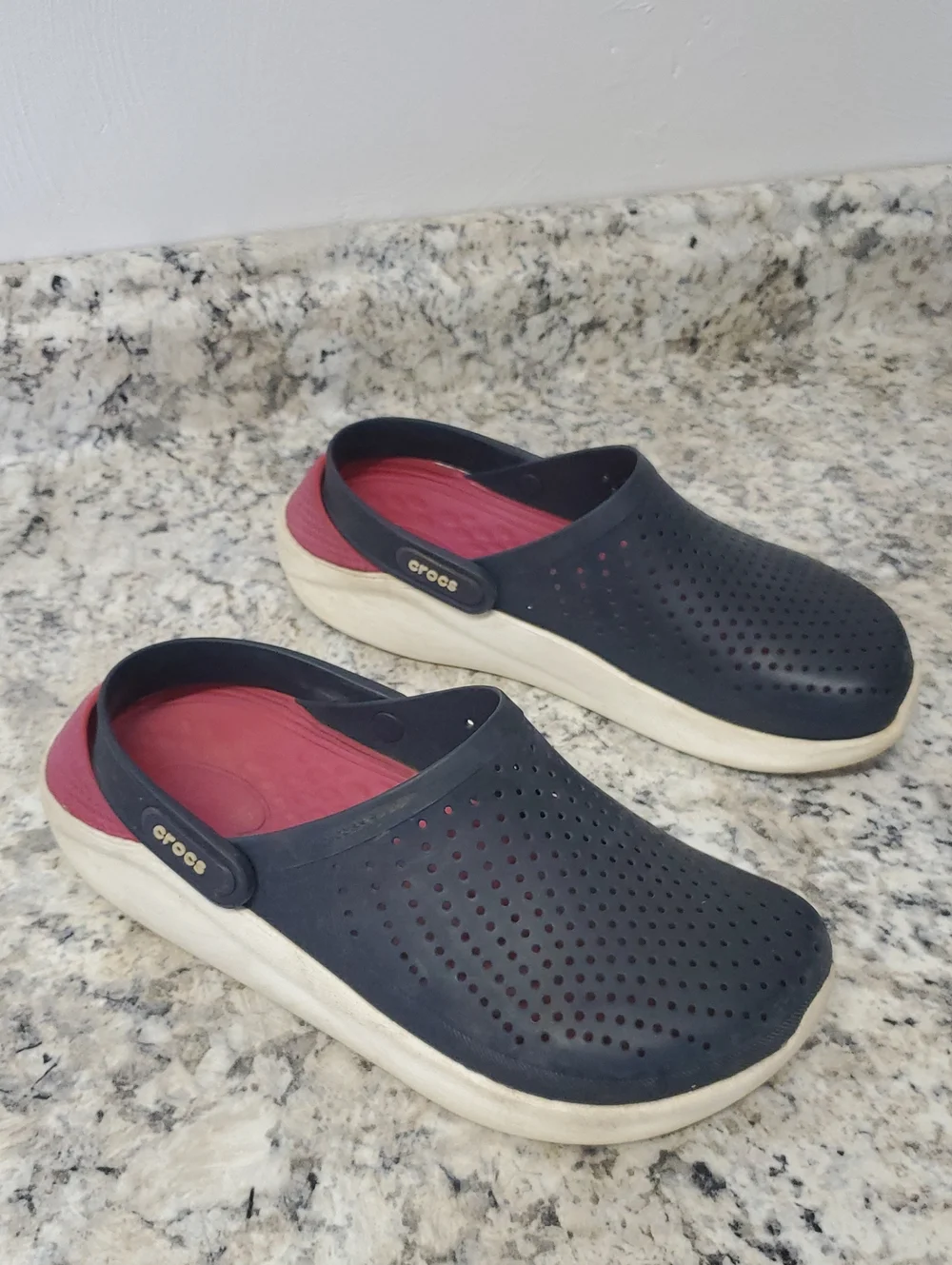 CROCS Navy and Red Vented Slip-On Clogs